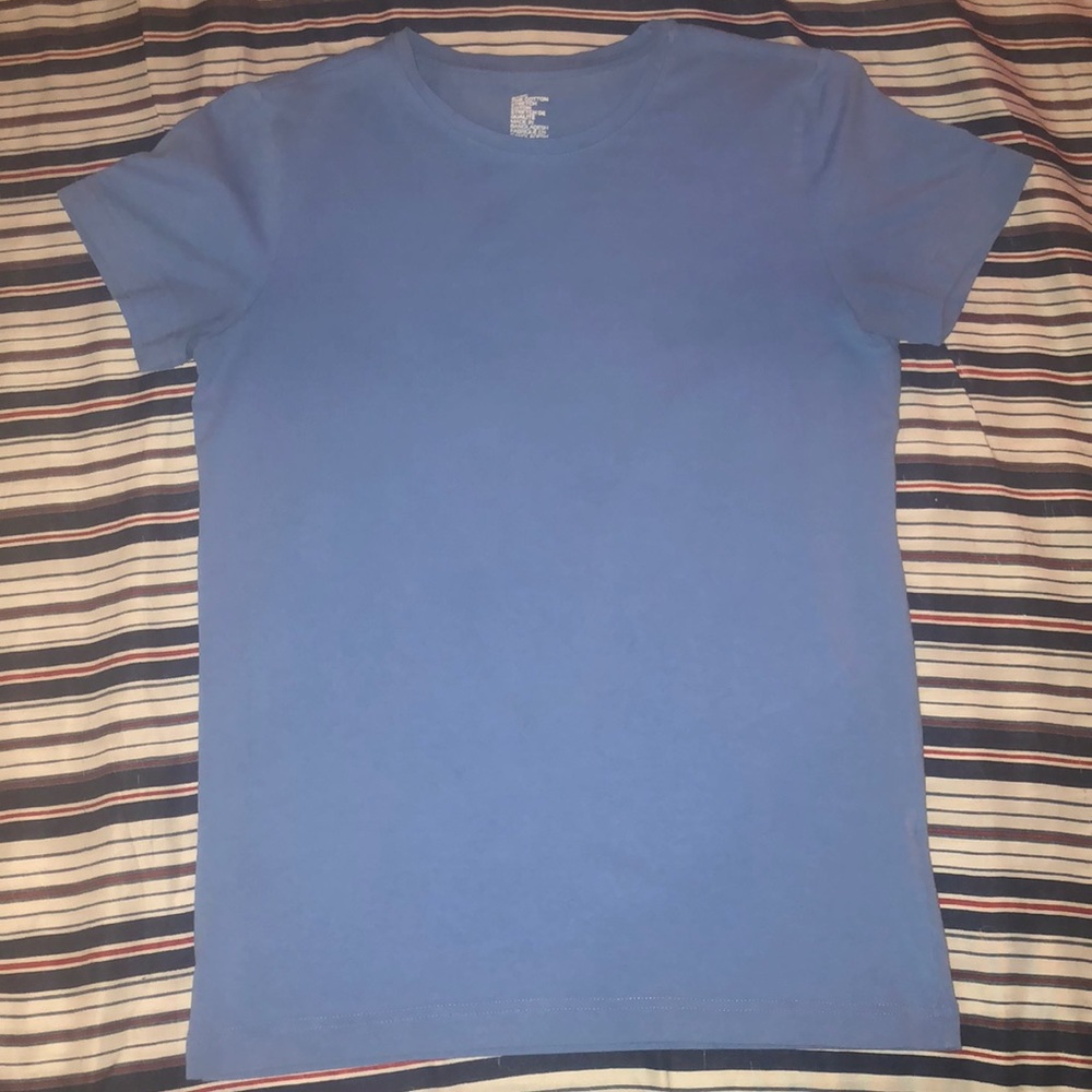 Basic sky blue cotton stretch short sleeve shirt